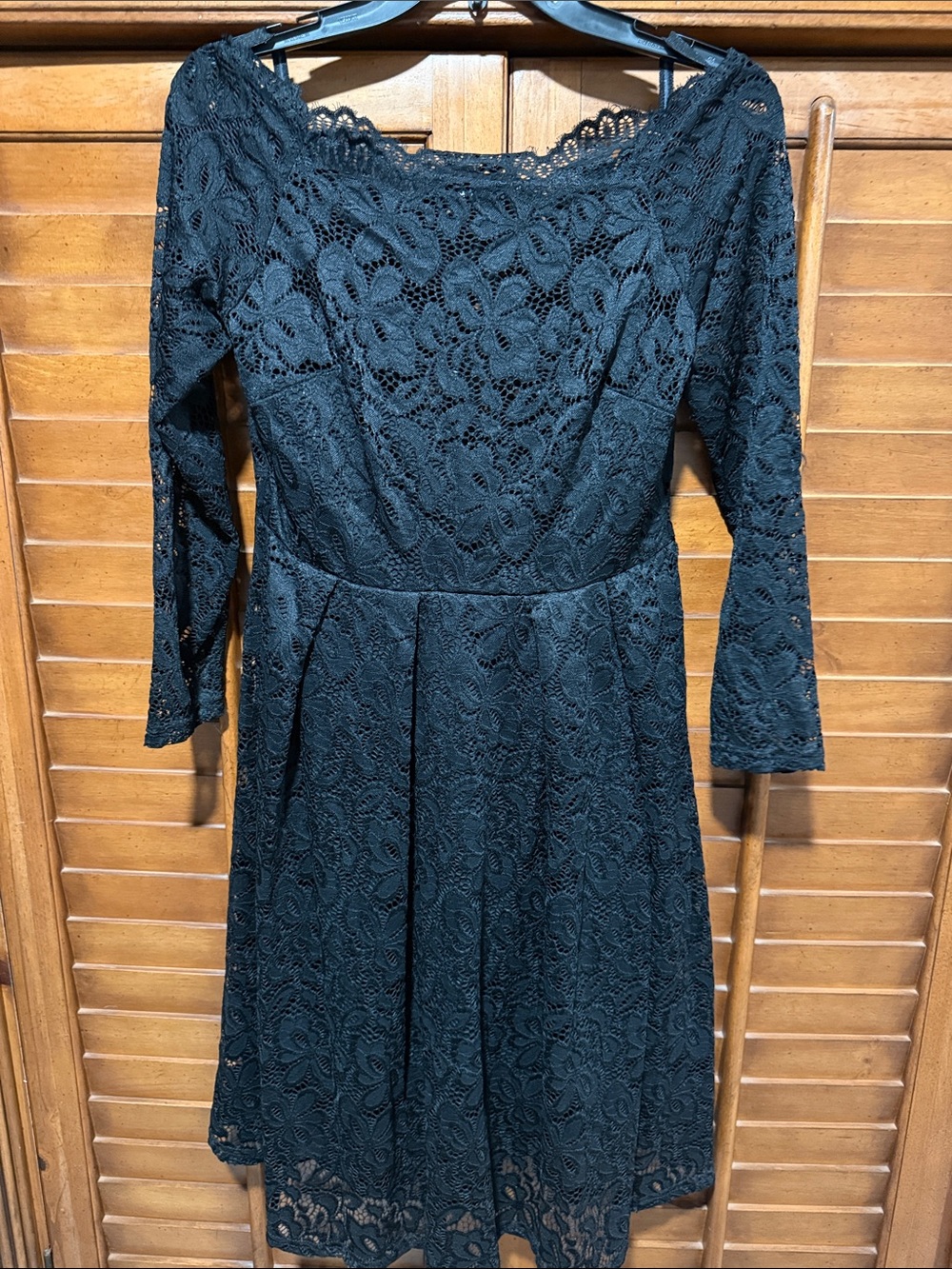 Miusol Black Lace Long-Sleeve Fit & Flare Dress